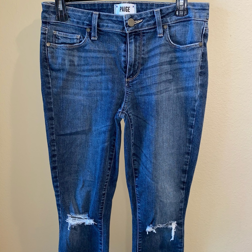 Paige Ripped Gray Blue Skinny Jeans